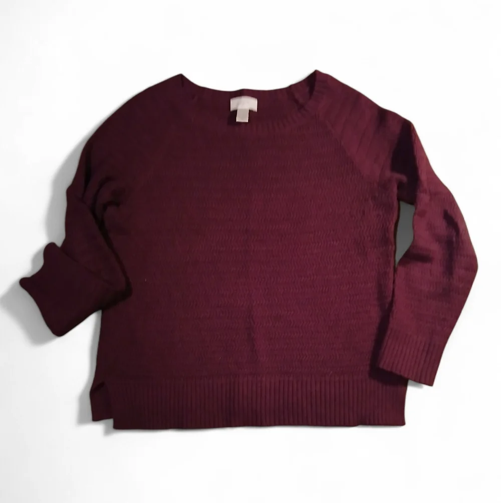 LOFT Women's Size Small Rich Maroon Crew Neck Sweater
